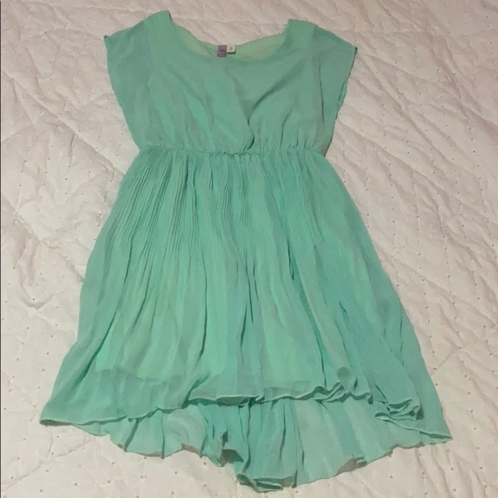 mint green pleated dress